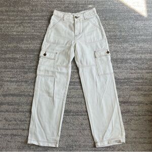 DISSH BRONX OFF WHITE MID RISE CARGO PANTS